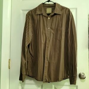 Sonoma L Brown Double striped dress shirt